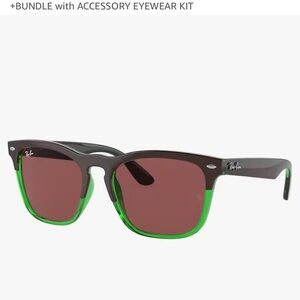Ray-Ban Black and Green Sunglasses with Red Lenses